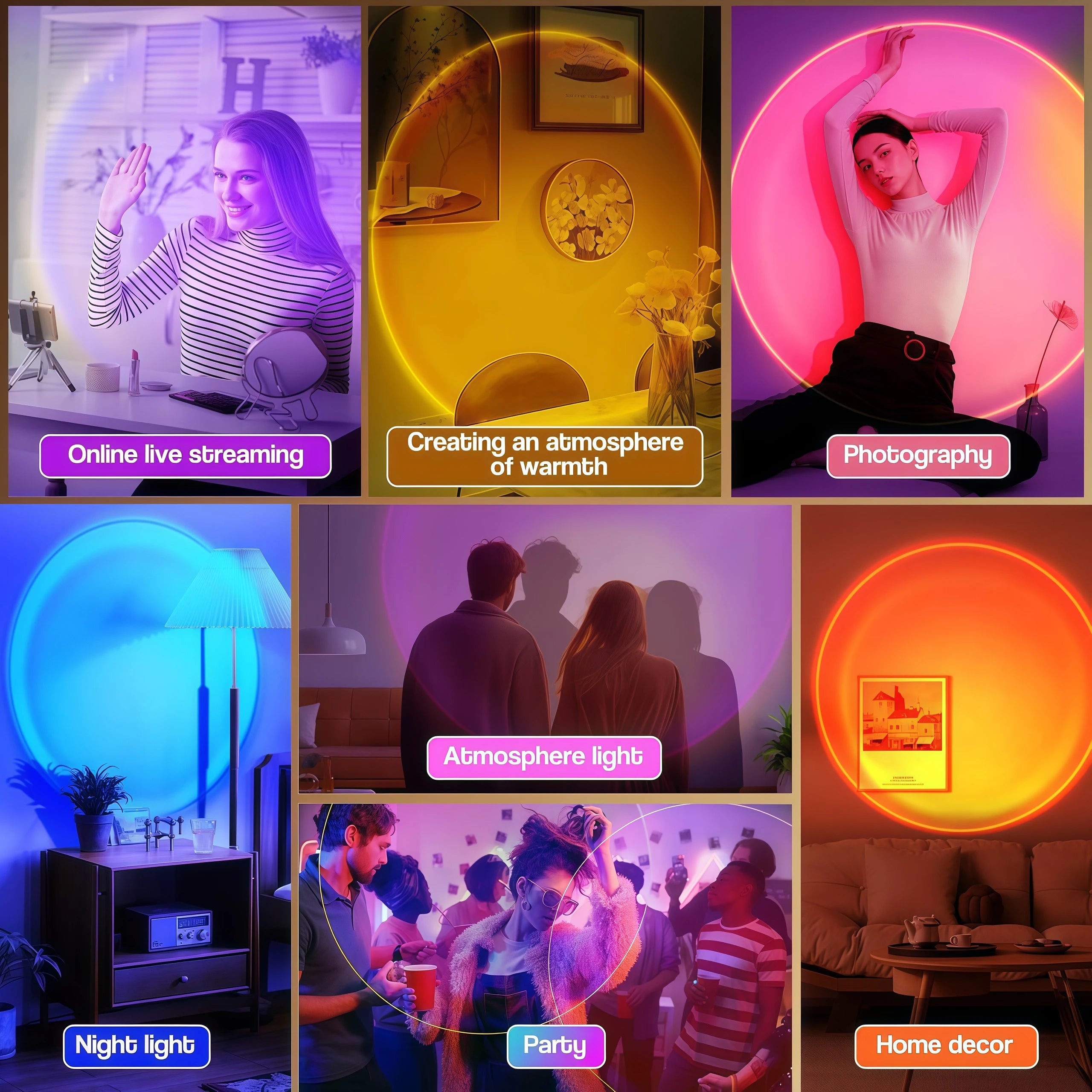 Sunset Projection Lamp | 16-Colour LED Mood Light for Bedroom & Desk